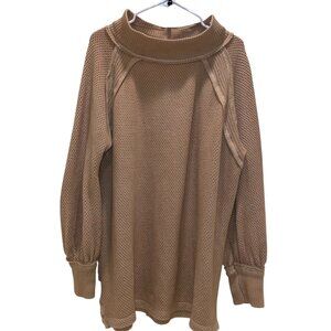 Free People We The Free She’s a Keeper Sweater Tan Pullover Size Medium